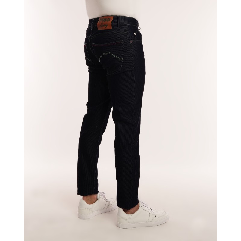 Denim Effetto Velluto Riga Stretta