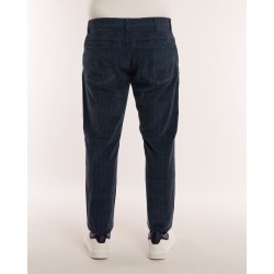 Pantalone Velluto Blu Riga Larga