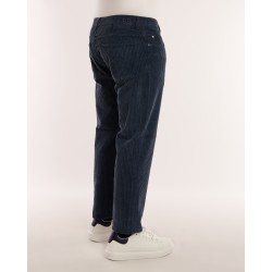 Pantalone Velluto Blu Riga Larga