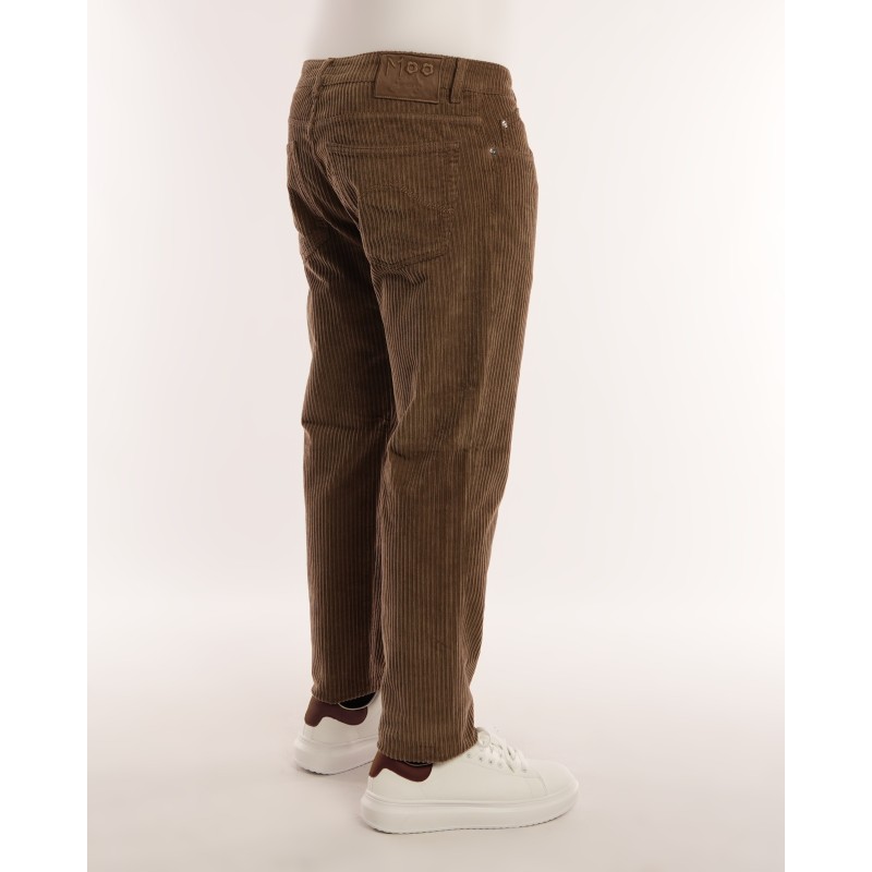 Pantalone Velluto Marrone Riga Larga